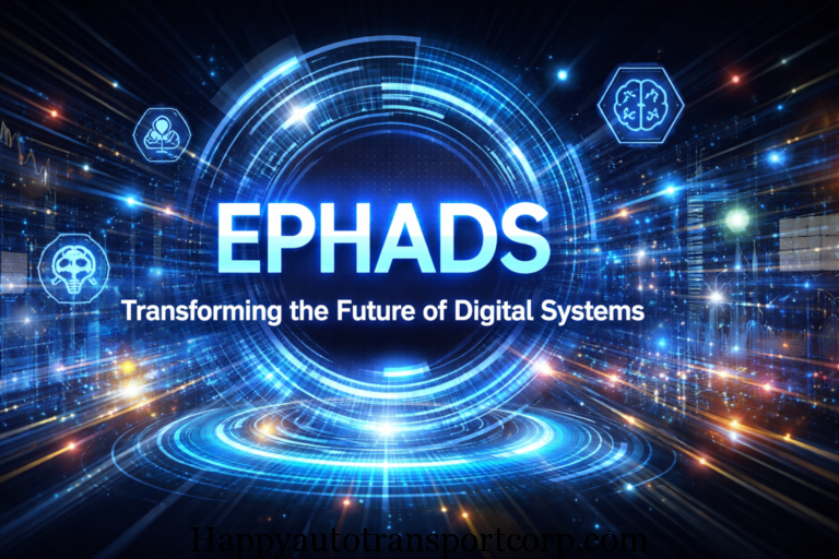 Illustration of Ephads technology showing AI-driven data streams, digital interfaces, and adaptive systems